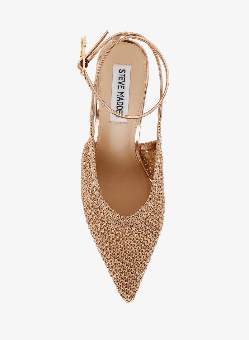 STEVE MADDEN Metallic Crochet  PU Detailing Pumps